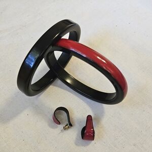 Vtg Red Black Acrylic Bracelets & Earrings